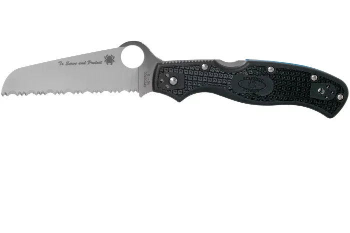 Ніж складаний Spyderco Rescue 3 Thin Blue Line Serrated C14FSBKBL3