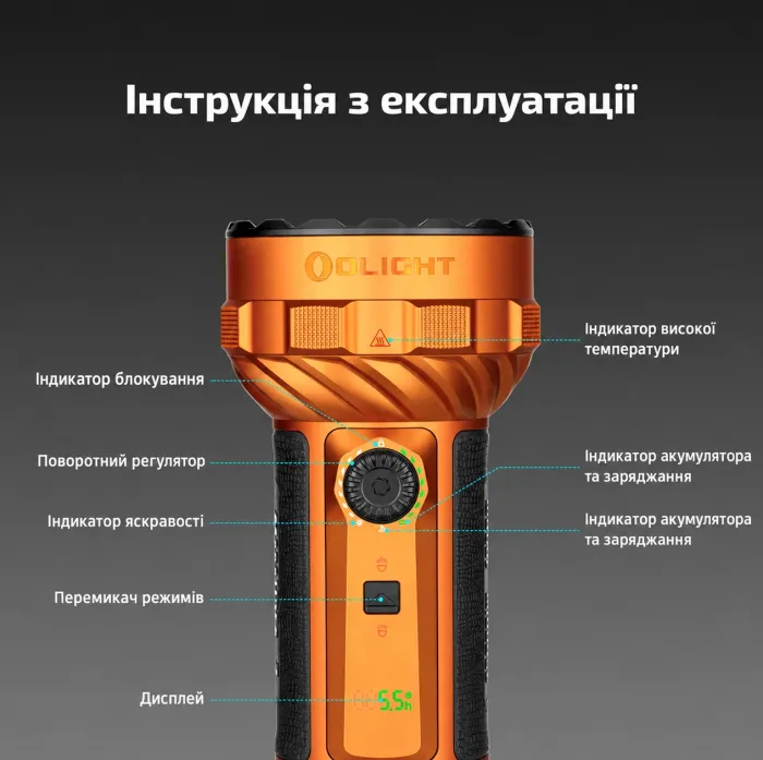 Пошуковий ліхтар Olight Marauder 3 25000 lm, 1050 м, Power Bank 31900 mAh (Orange)