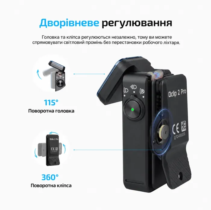 Ліхтар Olight Oclip 2 Pro EDC з кліпсою 530 лм червоне та точкове світло (Black)