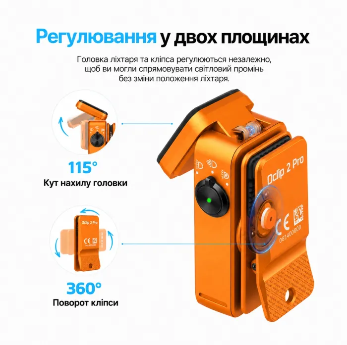Ліхтар Olight Oclip 2 Pro EDC з кліпсою 530 лм червоне та точкове світло (Orange)