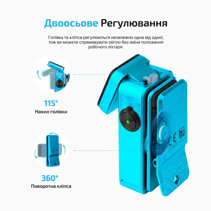 Ліхтар Olight Oclip 2 Pro EDC з кліпсою 530 лм червоне та точкове світло (Tidal Blue)