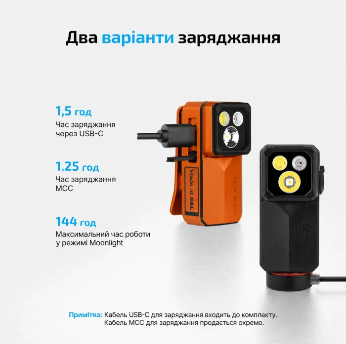 Ліхтар Olight Oclip 2 Ultra EDC з кліпсою 580 лм червоне точкове та ультрафіолетове світло (Amber Orange)