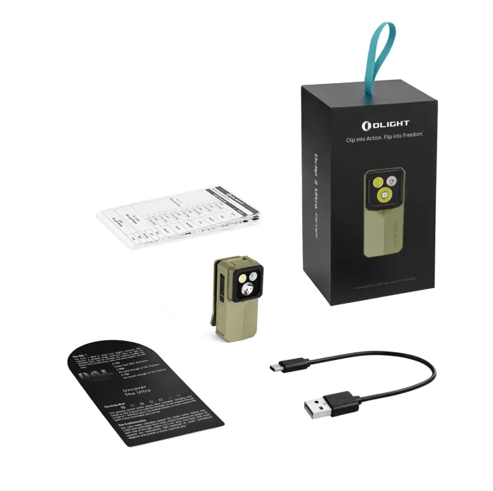 Ліхтар Olight Oclip 2 Ultra EDC з кліпсою 580 лм червоне точкове та ультрафіолетове світло (Olive Green)