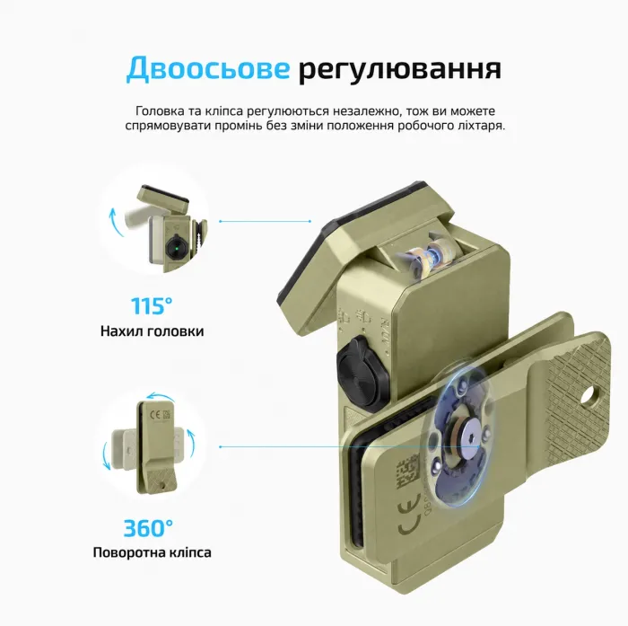 Ліхтар Olight Oclip 2 Ultra EDC з кліпсою 580 лм червоне точкове та ультрафіолетове світло (Olive Green)