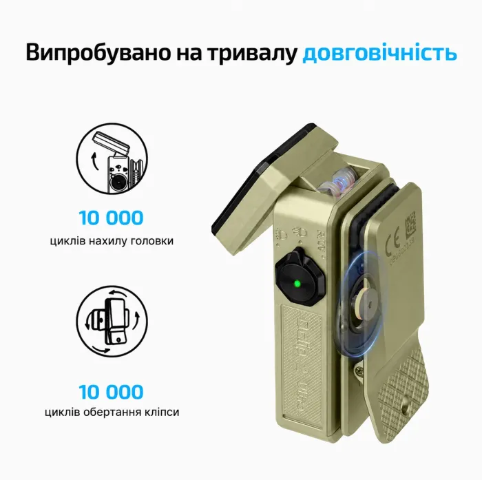 Ліхтар Olight Oclip 2 Ultra EDC з кліпсою 580 лм червоне точкове та ультрафіолетове світло (Olive Green)