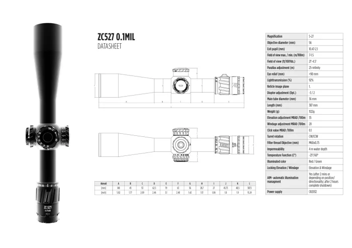 Оптичний приціл ZCO 5-27x56 (36 мм) MIL FFP illum MPCT2 CCW (ZC527-2)
