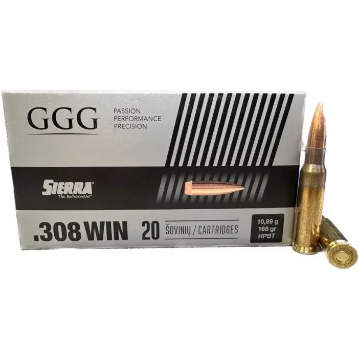 Патрон нарізний GGG k.308 Win HPBT 168 gr (10,89 г)