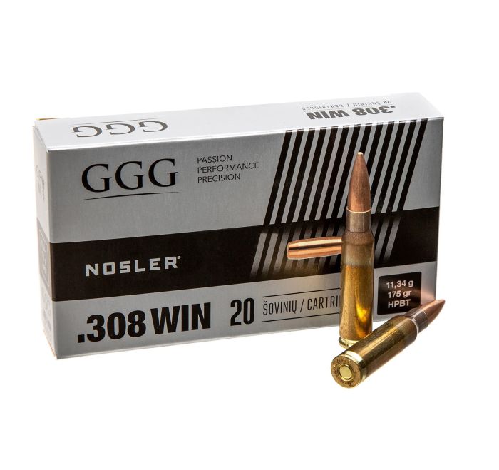 Патрон нарізний GGG Nosler кал .308 Win HPBT 175gr (11,34 г)