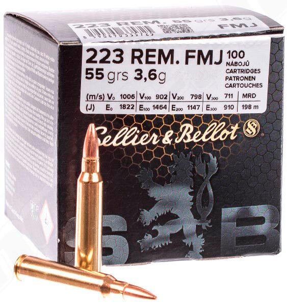 Патрон Sellier & Bellot кал .223 Rem куля FMJ 55 гр (3.6 г)