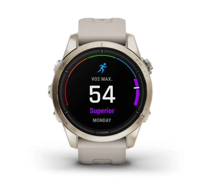 Смарт-годинник Garmin epix Pro Gen 2 Sapphire Edition 42 mm золотавий зі світло-бежевим ремінцем