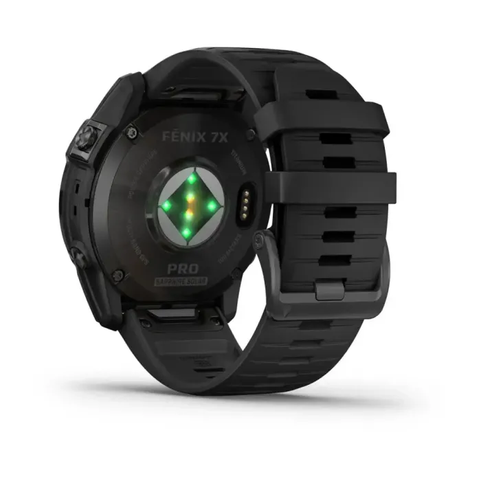 Смарт-годинник Garmin Fenix 7X Pro Sapphire Solar Edition темно-сірий титан DLC Carbon з чорним ремінцем