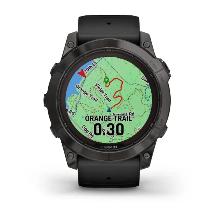 Смарт-годинник Garmin Fenix 7X Pro Sapphire Solar Edition темно-сірий титан DLC Carbon з чорним ремінцем