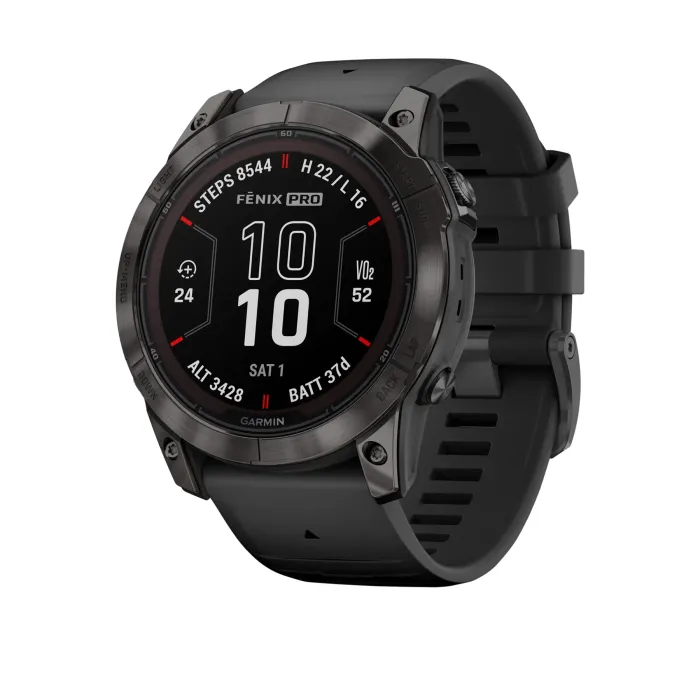 Смарт-годинник Garmin Fenix 7X Pro Sapphire Solar Edition темно-сірий титан DLC Carbon з чорним ремінцем