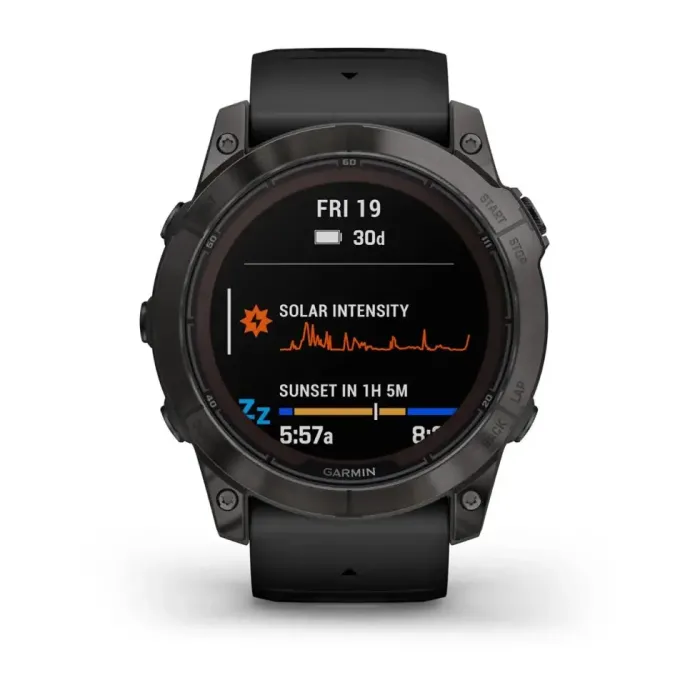 Смарт-годинник Garmin Fenix 7X Pro Sapphire Solar Edition темно-сірий титан DLC Carbon з чорним ремінцем