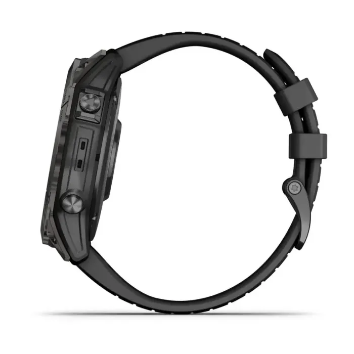 Смарт-годинник Garmin Fenix 7X Pro Sapphire Solar Edition темно-сірий титан DLC Carbon з чорним ремінцем