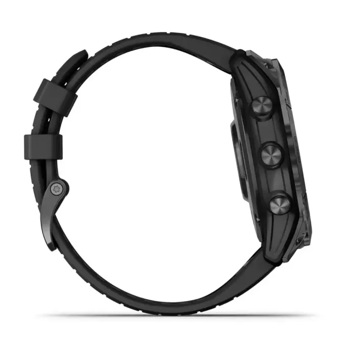 Смарт-годинник Garmin Fenix 7X Pro Sapphire Solar Edition темно-сірий титан DLC Carbon з чорним ремінцем