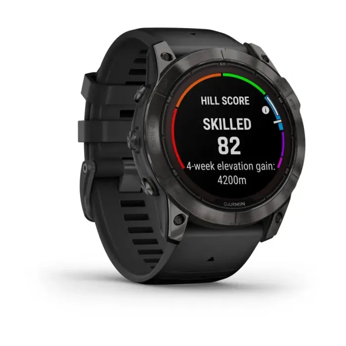 Смарт-годинник Garmin Fenix 7X Pro Sapphire Solar Edition темно-сірий титан DLC Carbon з чорним ремінцем