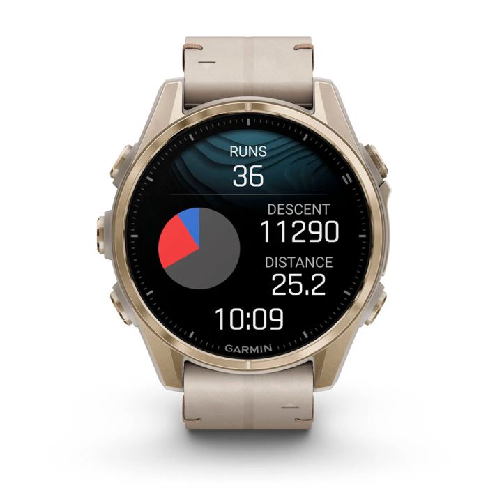 Смарт-годинник Garmin fenix 8 AMOLED 43 мм Sapphire золотистий/вапняково-сірий шкіряний ремінець