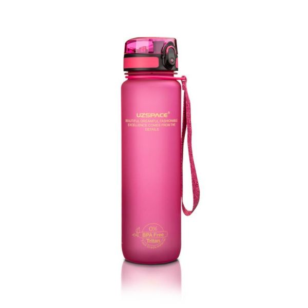 Спортивна пляшка для води Uzspace Colorful Frosted-Tritan 1000 мл 3038 (колір - рожевий)