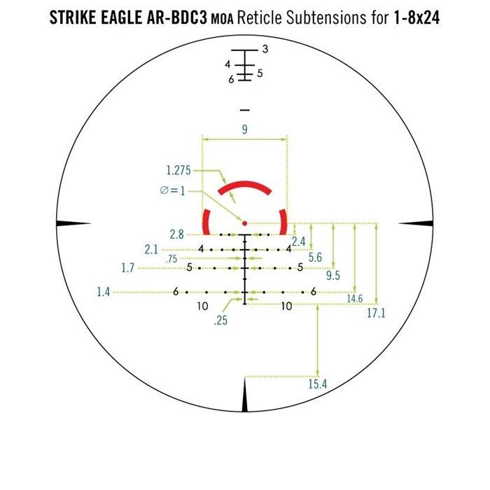 Приціл оптичний Vortex Strike Eagle 1-8x24 сітка AR-BDC 3 з підсвічуванням (SE-1824-2)